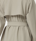 Stand Collar Long Sleeve Work Trench Coat with Pockets — Earth Tile Gray — view 8