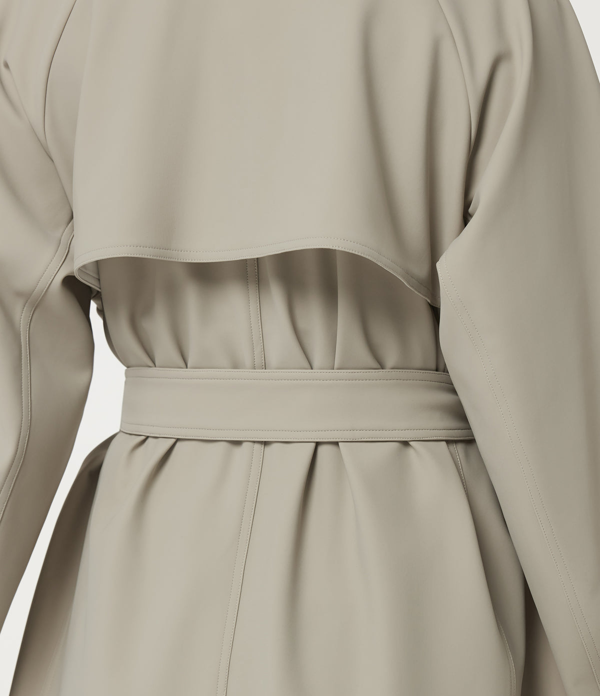 Stand Collar Long Sleeve Work Trench Coat with Pockets — Earth Tile Gray — view 8