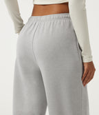High Waisted Drawstring Straight Leg Casual Sweatpants with Pockets — Fog Gray — view 5