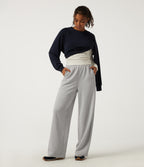 High Waisted Drawstring Straight Leg Casual Sweatpants with Pockets — Fog Gray — view 6