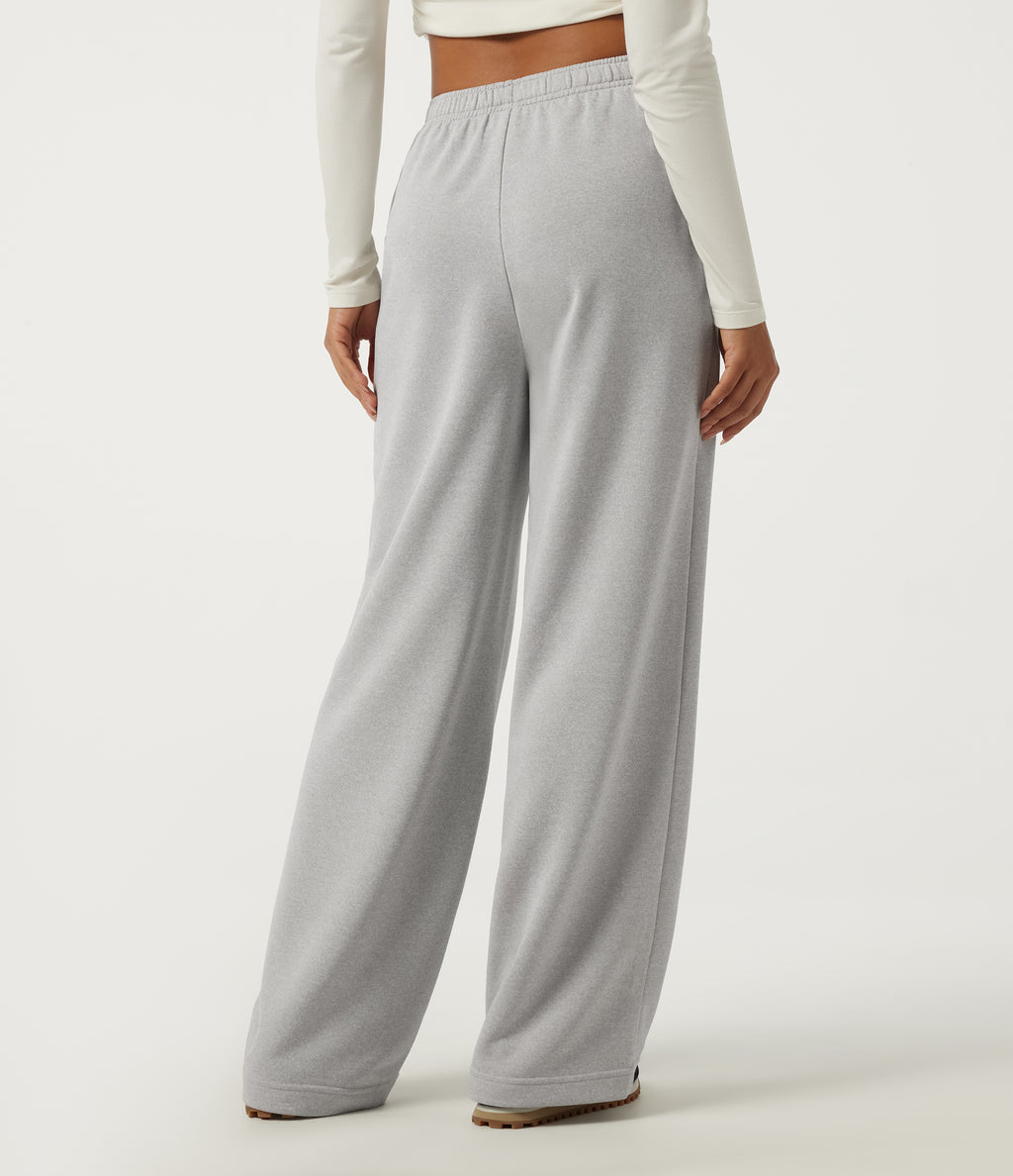 High Waisted Drawstring Straight Leg Casual Sweatpants with Pockets — Fog Gray — view 2