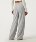 High Waisted Drawstring Straight Leg Casual Sweatpants with Pockets — Fog Gray — view 2