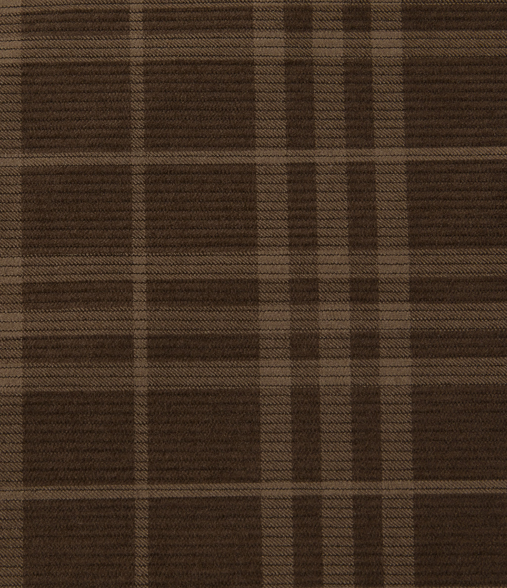 High Waisted Drawstring Wide Leg Plaid Corduroy Casual Trousers with Pockets — Cocoa Tartan — view 6