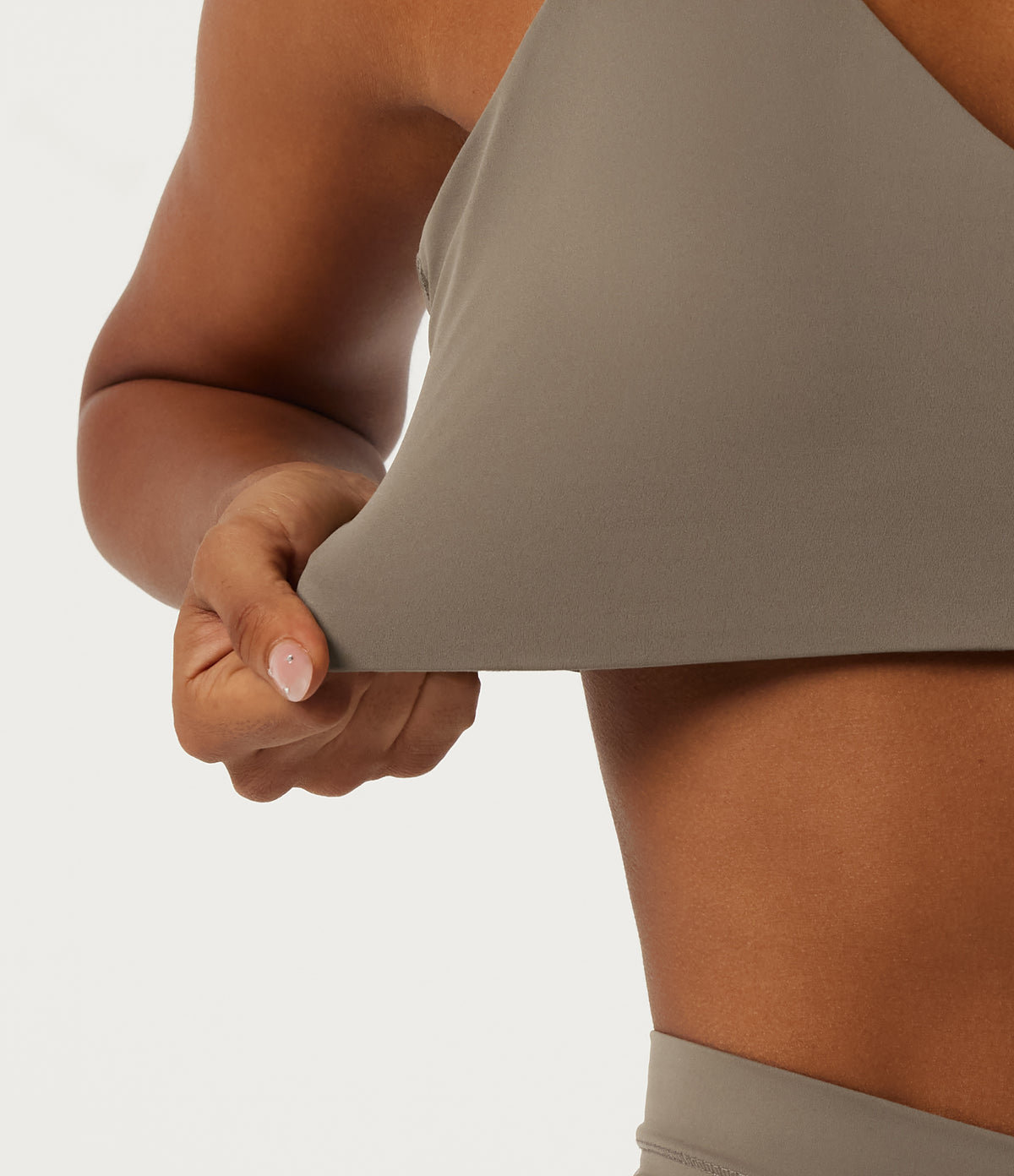 Deep V Neck Crisscross Back Training Sports Bras with Built-in Bra — Hay Brown — view 6