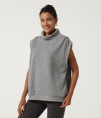 Mock Neck Cap Sleeve Casual Sweatshirt — Fog Gray — view 4