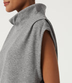 Mock Neck Cap Sleeve Casual Sweatshirt — Fog Gray — view 6