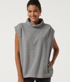 Mock Neck Cap Sleeve Casual Sweatshirt — Fog Gray — view 1