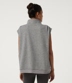 Mock Neck Cap Sleeve Casual Sweatshirt — Fog Gray — view 2