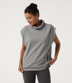 Mock Neck Cap Sleeve Casual Sweatshirt — Fog Gray — view 3