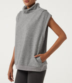 Mock Neck Cap Sleeve Casual Sweatshirt — Fog Gray — view 5