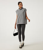 Mock Neck Cap Sleeve Casual Sweatshirt — Fog Gray — view 7