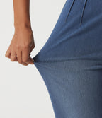 High Waisted Tapered Casual Jeans with Pockets — Tide Blue Denim — view 6